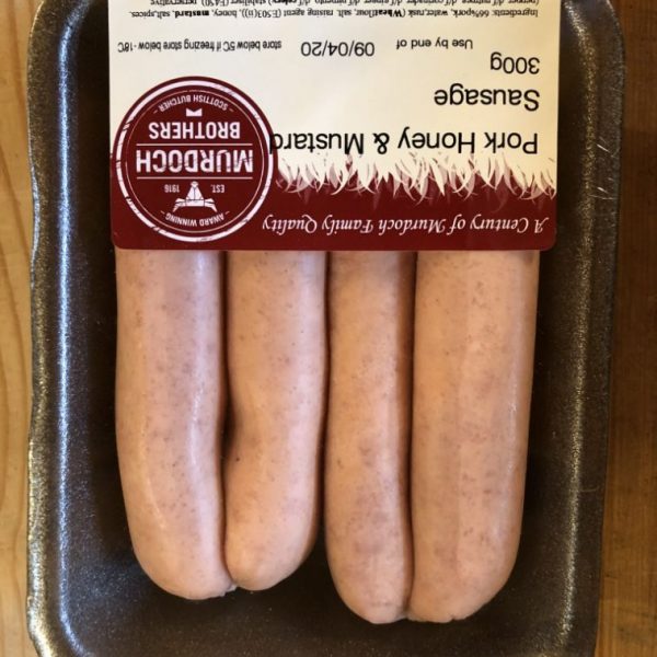 Pork, honey & mustard sausages (pack of 4)
