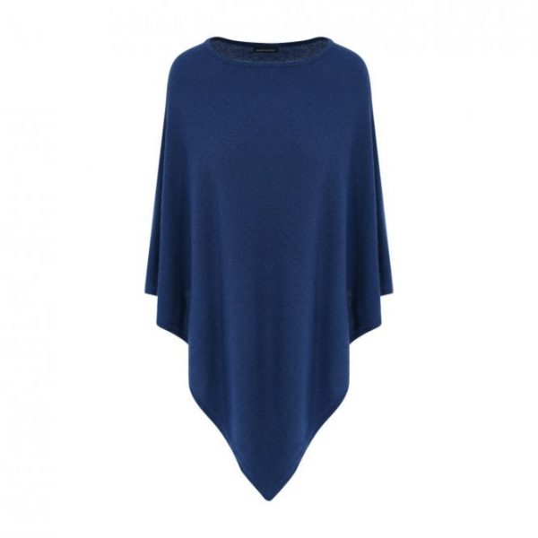 Cashmere Mix Poncho in Navy
