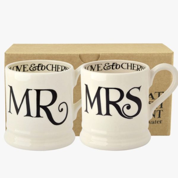 Mr & Mrs 1/2 pint mug set EB